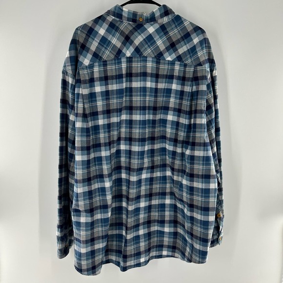 Duluth Trading Co. Size 3XL Blue Plaid Flannel Button Down Long Sleeve Shirt - Picture 8 of 14